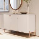 Ver imagem 2 de Conjunto Cristaleira e Aparador Buffet Tucupí com 3 Portas Off White/bronze