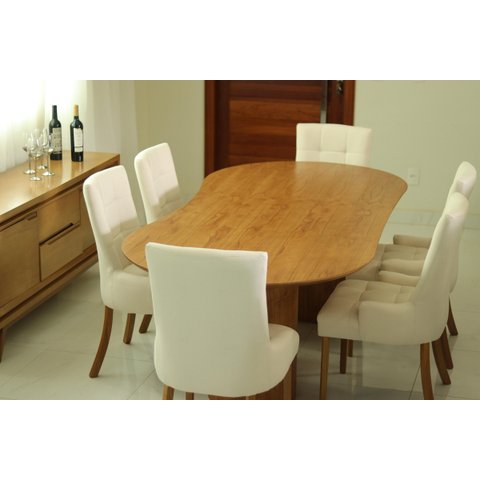 Sala de Jantar 2,40m com  6 Cadeiras Elegance Royal - Requinte Salas