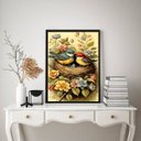 Ver imagem 1 de Quadro Decorativo Casal de Passarinhos no Ninho 24x18cm - com Vidro:madeira Preta