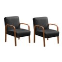 Ver imagem 1 de Kit 2 Poltronas Anita Conjunto Cadeiras Moderna Braço Madeira Preto 410