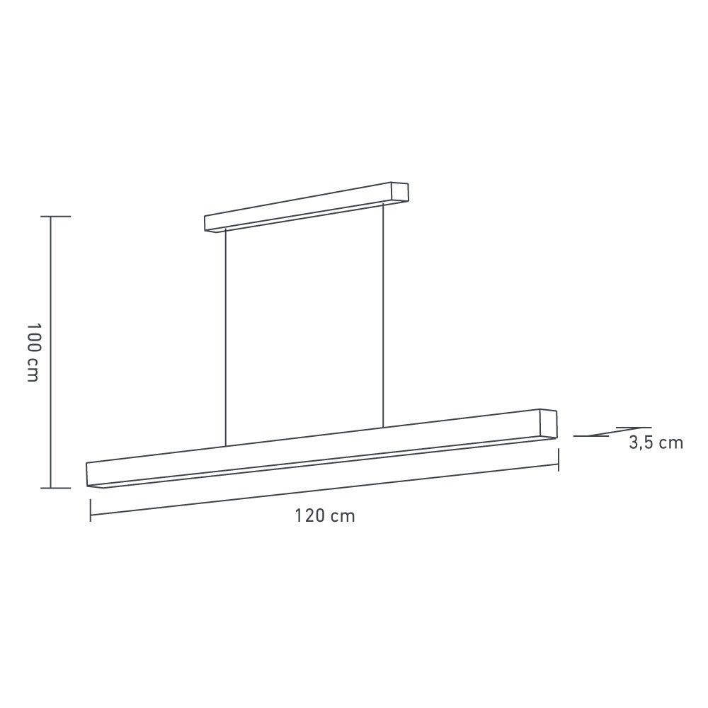 Luminária Lustre Pendente Led Integrado Linear Retangular 36w Sala Quarto Biv:preto - Luz Branco Fri - 4