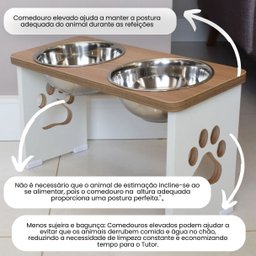 Comedouro Elevado Duplo Pet Cachorro Grande Mdf - 25 Cm - 3