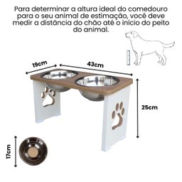 Comedouro Elevado Duplo Pet Cachorro Grande Mdf - 25 Cm - 2