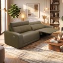 Ver imagem 3 de Sofá 4 Lugares Rettrátil Reclinável Elétrico 284cm Mazi L06 Couro Verde Musgo - Lyam Decor