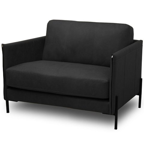 Poltrona Decorativa para Sala Living Industrial 80cm Amábile L06 Couro Preto - Lyam Decor