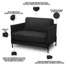 Ver imagem 3 de Poltrona Decorativa para Sala Living Industrial 80cm Amábile L06 Couro Preto - Lyam Decor