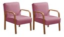 Ver imagem 1 de Kit 2 Poltronas Anita Conjunto Cadeiras Moderna Braço Madeira Rosa 280
