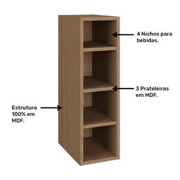 Armário de Cozinha 20 cm Nicho Adega Vitória Rimo Carvalho - 4