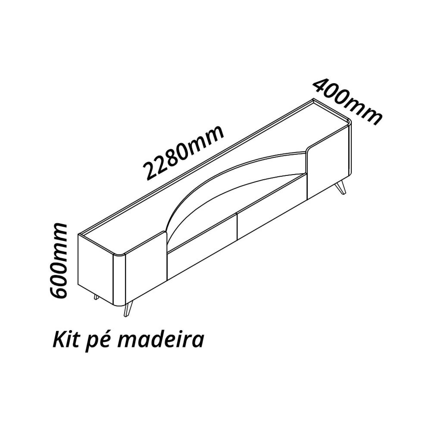 Rack para Tv até 85 Polegadas com Led com Pés Madeira Infinity 228cm - 3