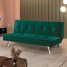 Sofá Cama 2 Lugares 177 Pé Cromado Verde Com Cromado - 2