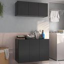 Ver imagem 2 de Conjunto Lavanderia Suspenso Multiuso Armário Aéreo e Balcão 3 Portas Multimóveis Mp5049 Preto