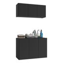 Ver imagem 1 de Conjunto Lavanderia Suspenso Multiuso Armário Aéreo e Balcão 3 Portas Multimóveis Mp5049 Preto