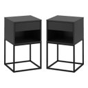 Ver imagem 3 de Kit 02 Mesas de Cabeceira Industrial Pé de Aço 1 Gaveta 1 Nicho - Preto/pé Preto - Lh Móveis