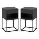 Ver imagem 4 de Kit 02 Mesas de Cabeceira Industrial Pé de Aço 1 Gaveta 1 Nicho - Preto/pé Preto - Lh Móveis