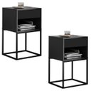 Ver imagem 1 de Kit 02 Mesas de Cabeceira Industrial Pé de Aço 1 Gaveta 1 Nicho - Preto/pé Preto - Lh Móveis
