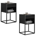 Ver imagem 1 de Kit 02 Mesas de Cabeceira Industrial Pé de Aço 1 Gaveta 1 Nicho - Preto/pé Preto - Lh Móveis