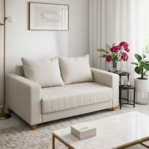 Sofá Namoradeira Requinte 1.40m 2 Lugares Estofado com Fibra Siliconada Design Moderno Branco