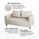 Ver imagem 2 de Sofá Namoradeira Requinte 1.40m 2 Lugares Estofado com Fibra Siliconada Design Moderno Branco