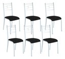 Ver imagem 1 de Kit 6 Cadeiras Paraty Corino Tempest Preto Tubo Branco