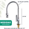 Torneira Bancada Cozinha Banheiro Mesa Bancada Gourmet Mangueira Flexível Metal Cromada Articulada - 6