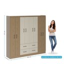 Ver imagem 3 de Guarda Roupa Casal Japão 8 Portas 4 Gavetas Menu Móveis Off White Carvalho