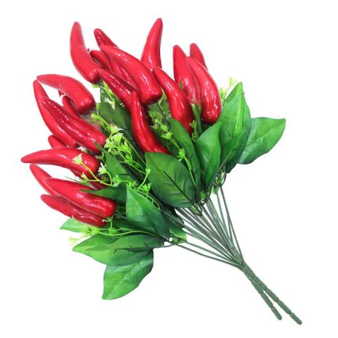 Kit 6 Ramos Decoração Arranjo Pimenta Artificial Plástico 12