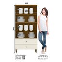 Ver imagem 4 de Conjunto Sala de Jantar Buffet Balcão Retrô + Cristaleira Adega + Aparador Nattur/ Off White