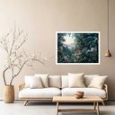 Ver imagem 1 de Quadro Decorativo Folhagem Verde e Rosa - 50x70cm:moldura Branca