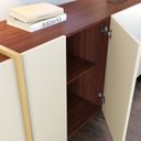 Ver imagem 7 de Buffet 4 Portas 160cm Copacabana Tubo Branco/Off White/Nogueira Real/Preto Fosco/T Dourad