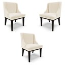 Ver imagem 1 de Kit 3 Cadeiras Decorativas Sala de Jantar Base Fixa de Madeira Firenze Linho Bege/Preto G19 - Gran B