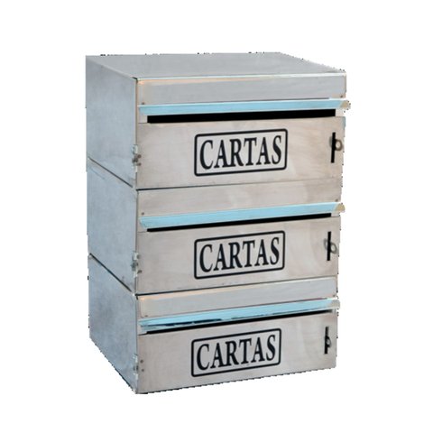 Caixa Correio Condomínio Frontal Para Muro Inox 3 Módulos