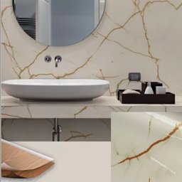 Envelopamento Adesivo Mármore Crema Marfil Dourado Vinílico Autocolante Lavável 1m X 60cm - 4