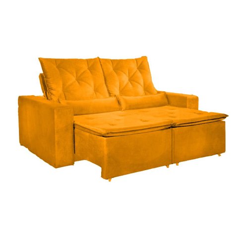 Sofá Londres Reclinável e Retrátil Suede Amarelo