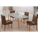 Ver imagem 1 de Conjunto Sala de Jantar Havana C/ Tampo Madeirado C/ Vidro Canto Curvo 120x80cm e 4 Cadeiras
