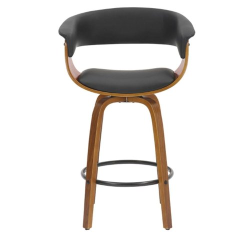 Banqueta Giratória Baixa Betim Rivatti Preta Base Madeira