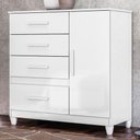 Ver imagem 2 de Comoda Venus 4 Gavetas 1 Porta com Pes 98 Cm Branco Flex Moval