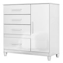 Ver imagem 1 de Comoda Venus 4 Gavetas 1 Porta com Pes 98 Cm Branco Flex Moval