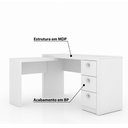 Ver imagem 2 de Mesa de Escritório em L 3 Gavetas ME4101 Tecno Mobili - Branco