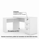 Ver imagem 3 de Mesa de Escritório em L 3 Gavetas ME4101 Tecno Mobili - Branco