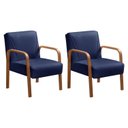 Ver imagem 1 de Kit 2 Poltronas Anita Conjunto Cadeiras Moderna Braço Madeira Azul Marinho 210