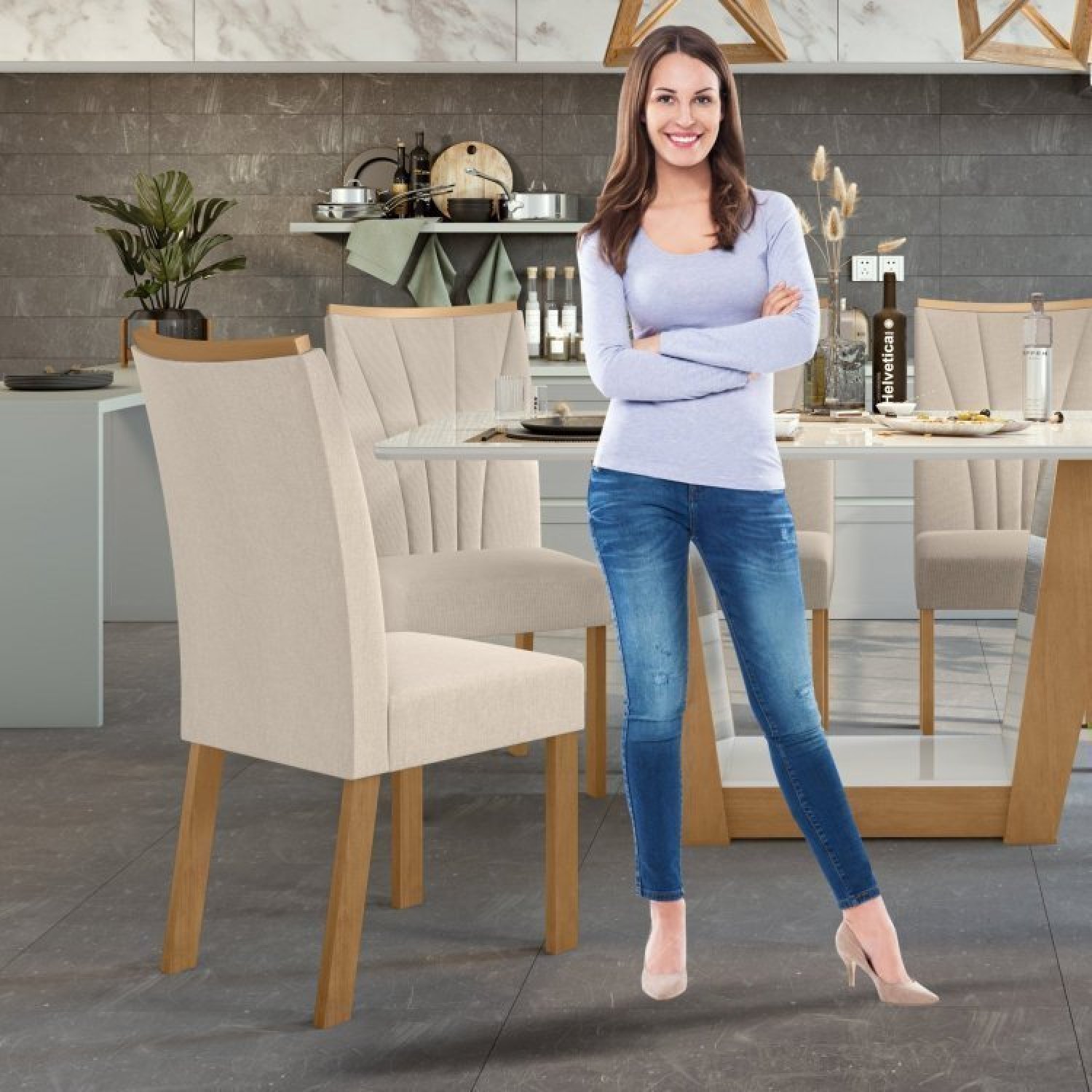 Conjunto com 8 Cadeiras para Sala de Jantar - 8