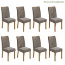 Ver imagem 1 de Kit 8 Cadeiras de Jantar Estofadas Suede Apogeu Bege Amêndoa Clean/Suede Animale Bege