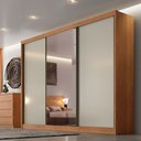 Ver imagem 1 de Guarda-roupa Diamond Plus com 1 Porta Espelho Peliculado 3 Portas e 6 Gavetas