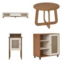 Ver imagem 2 de Conjunto Sala de Estar Rack e Mesa de Centro Memphis Cinamomo e Off White 100% MDF