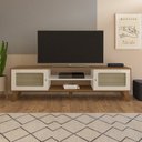 Ver imagem 4 de Conjunto Sala de Estar Rack e Mesa de Centro Memphis Cinamomo e Off White 100% MDF