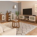 Ver imagem 1 de Conjunto Sala de Estar Rack e Mesa de Centro Memphis Cinamomo e Off White 100% MDF