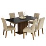 Conjunto Sala de Jantar Mesa Tampo de Vidro 6 Cadeiras Rustic/preto/imperial Geórgia Madesa - 2