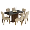 Ver imagem 2 de Conjunto Sala de Jantar Mesa Tampo de Vidro 6 Cadeiras Rustic/preto/imperial Geórgia Madesa