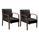 Ver imagem 1 de Kit 2 Poltronas Conjunto Cadeiras Moderna Braço Madeira Anita Preto 200