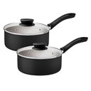Ver imagem 3 de Jogo de Panelas Tramontina Preto 5 Peças Linz Aluminio Antiaderente Starflon Max Tampa de Vidro
